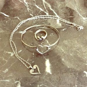 James Avery Silver Heart Necklace, Bracelet, Ring